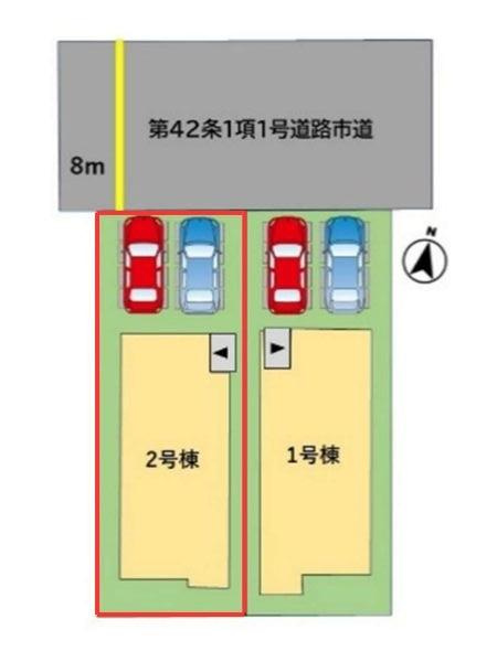 岩田町2丁目1期2号棟の区画図|全体区画図です。