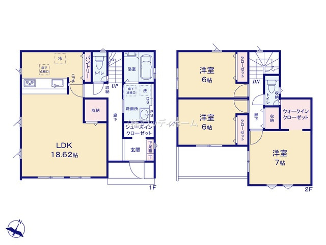 春日部市粕壁東10期　新築一戸建て　3号棟の間取り