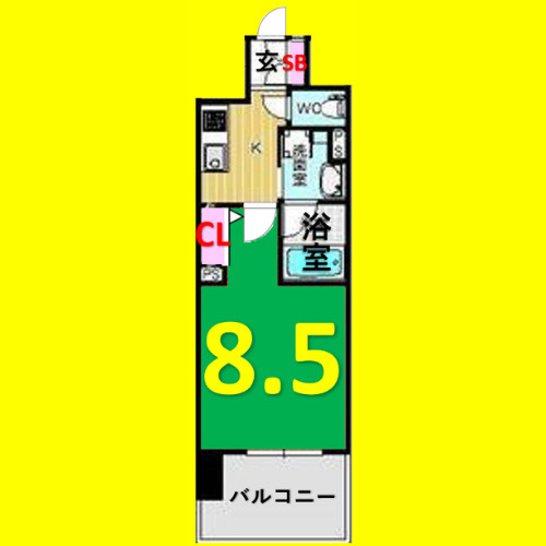 セレニティー大須　名古屋市賃貸　仲介手数料無料の間取り