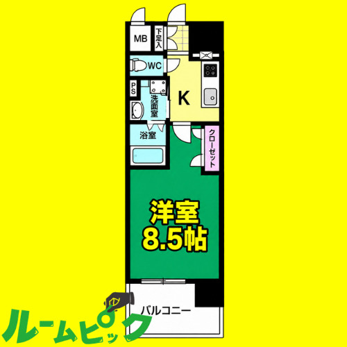 セレニティー大須　名古屋市賃貸　仲介手数料無料の間取り