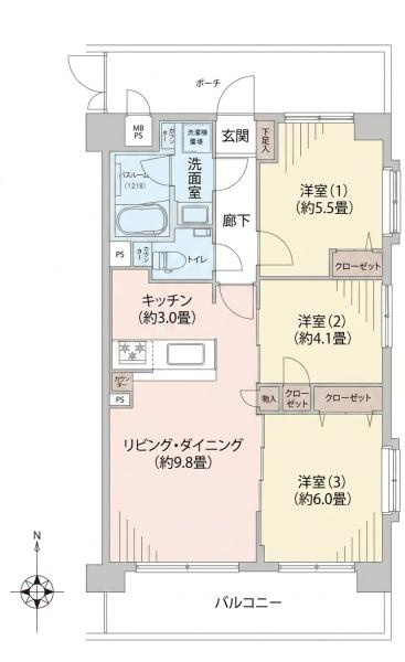 モアグランデ新横浜北の間取り|使い勝手の良い3LDK
お気軽にお問い合わせください。