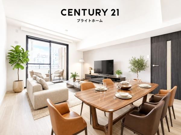 ライオンズマンション横濱本牧ベイステージの居間・リビング|窓からは明るい光が差し込みます！
電気をつけなくても明るいです。
※家具等はＣＧでの参考レイアウトです。