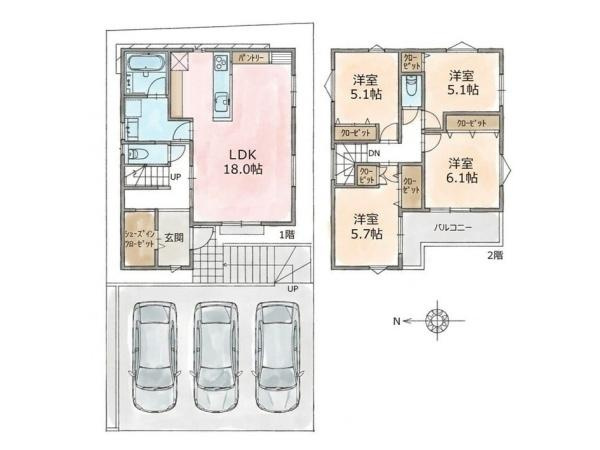 横浜市旭区今宿東町の新築一戸建の間取り