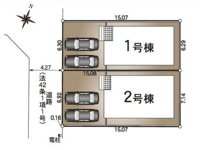 高知市針木東町　第1　１号棟　新築戸建　(全2区画)の区画図|１号棟　土地面積　94.97㎡　（約28.72坪）建物面積　82.21㎡（約24.86坪）