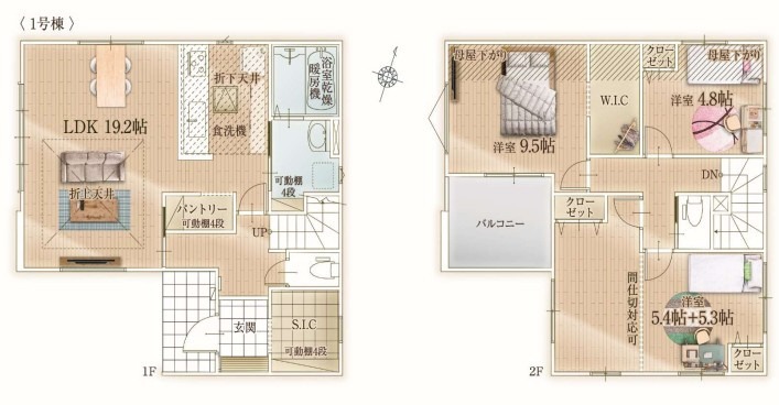 川越市霞ケ関北20期全2棟　新築戸建の間取り