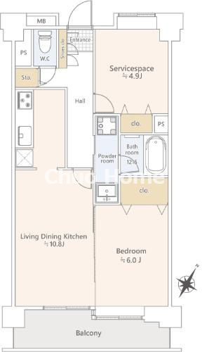 サンレイ浅草の間取り|6階部分・南東向きにつきまして日当り・通風・眺望良好。新規リノベーション施工が完了致しましたのでいつでも内覧が可能です。安心のアフターサービス保証付きですのでご購入後も安心して暮らせます。