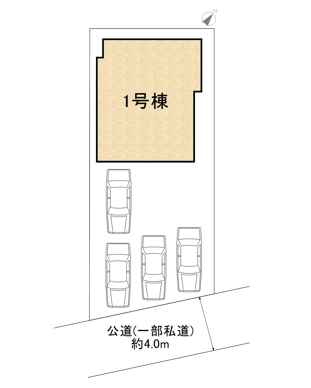 高浜市本郷町3丁目　1号棟　新築戸建の区画図|カースペース4台分