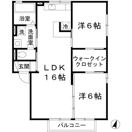 ガーデンコート車　A棟の間取り
