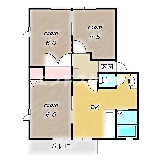 ヴィラパストラルBの間取り|高崎、前橋のお部屋探しはエンドスケープまで！お客様の理想お聞かせ下さい♪