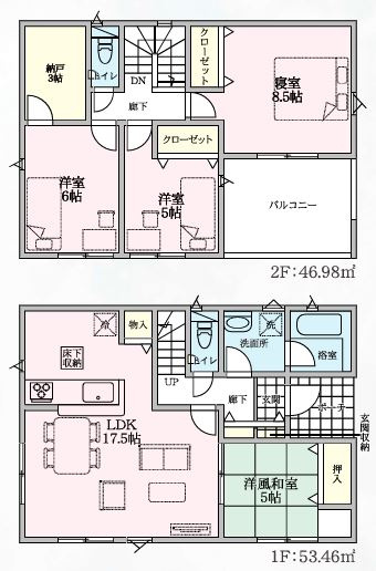 上里町神保原町第６　の間取り|１号棟間取り図