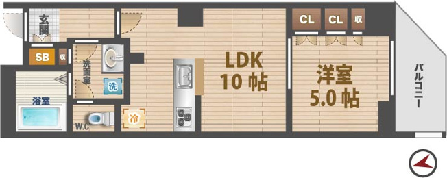 【間取り】 | オープンレジデンシア中野坂上テラス | 1LDKのお部屋です。