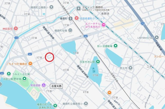 加古郡播磨町東本荘3丁目　　山陽電鉄「播磨町駅」徒歩8分の地図