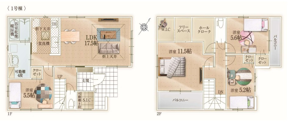 狭山市水野25期全1棟　新築戸建の間取り