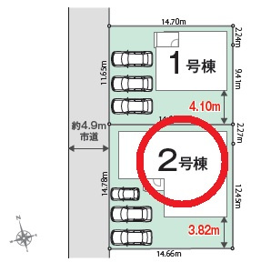 西尾市一色町一色01期　新築分譲住宅　全2棟　2号棟の区画図