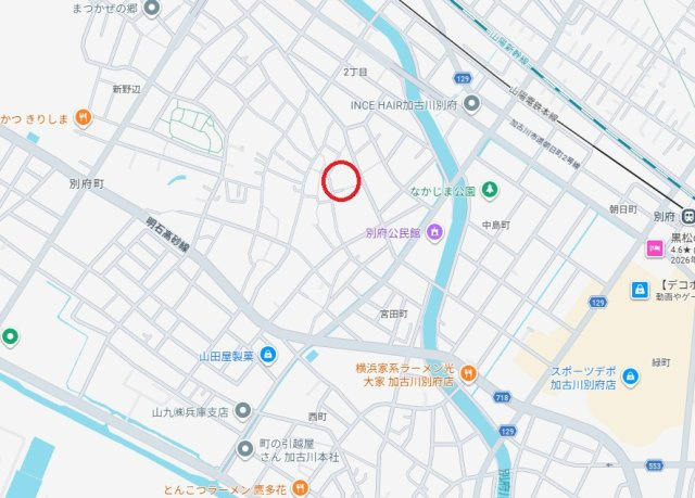 加古川市別府町新野辺　　山陽電鉄「別府駅」徒歩15分の地図