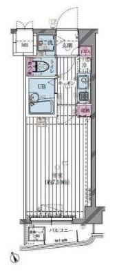 リヴシティ平和島の間取り|1Kバストイレ別