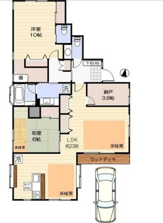 目黒区八雲3丁目住宅　床暖房　納戸　駐車場無料の間取り