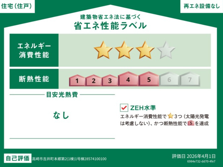 新築戸建　高崎市吉井町本郷の省エネ性能ラベル