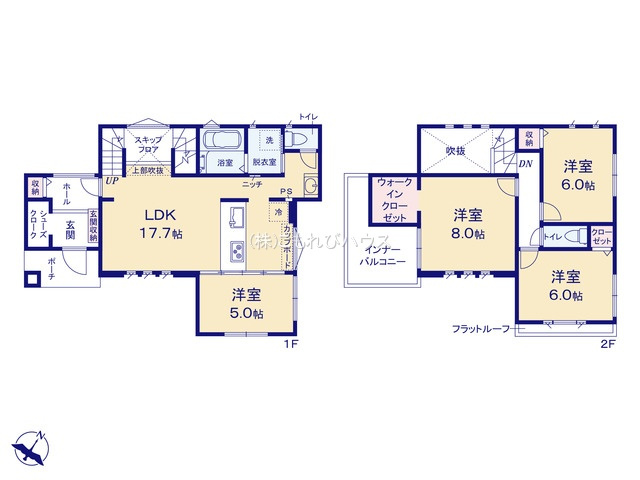 桶川市坂田西　新築一戸建て　タマタウン　02の間取り|【全3棟・2号棟】棟桶川市坂田西　新築一戸建て　タマタウン　02・4LDK・土地面積165.30m2・建物面積105.98m2