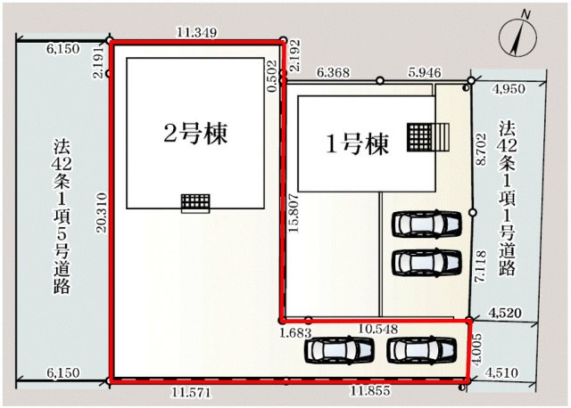 上里町神保原町第6（全2棟）2号棟の区画図