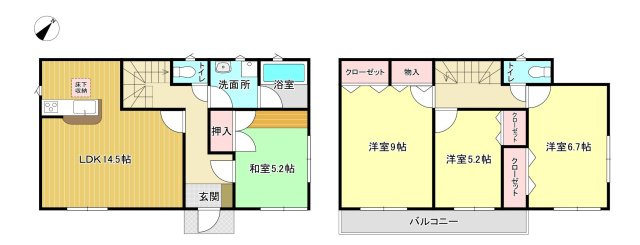 久留米市国分町　中古戸建の間取り