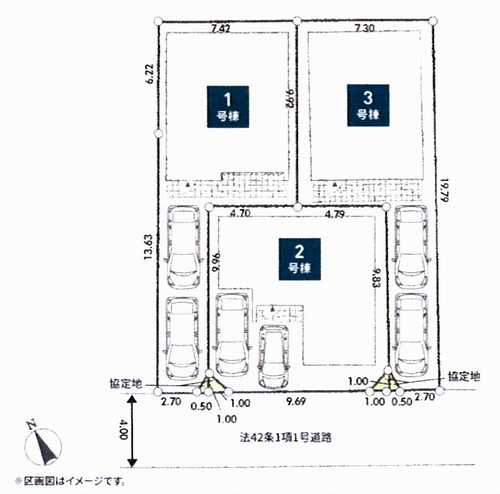 相模原市南区相南第12　新築戸建全3棟　1号棟の区画図