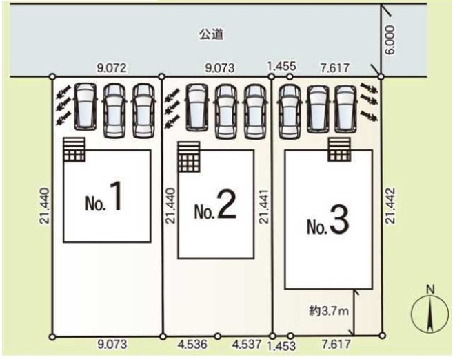 Cradle garden　邑楽郡鶉第7の区画図|図面と現況が異なる場合、現況を優先とします。【1号棟】