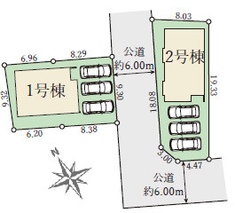 加古川市尾上町12期口里（全2棟）1号棟の区画図|1号棟です。