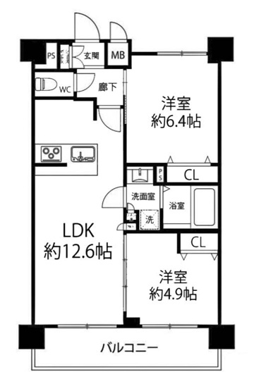 【間取り】 | クリスタルグランツ京都西大路 | 専有面積51.64㎡