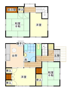 【間取り】 | 宇部市西平原2丁目 中古住宅／4DK・2階建 | 4DK