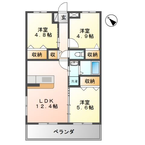 【間取り】 | シャトー　Ｓ・Ｋ