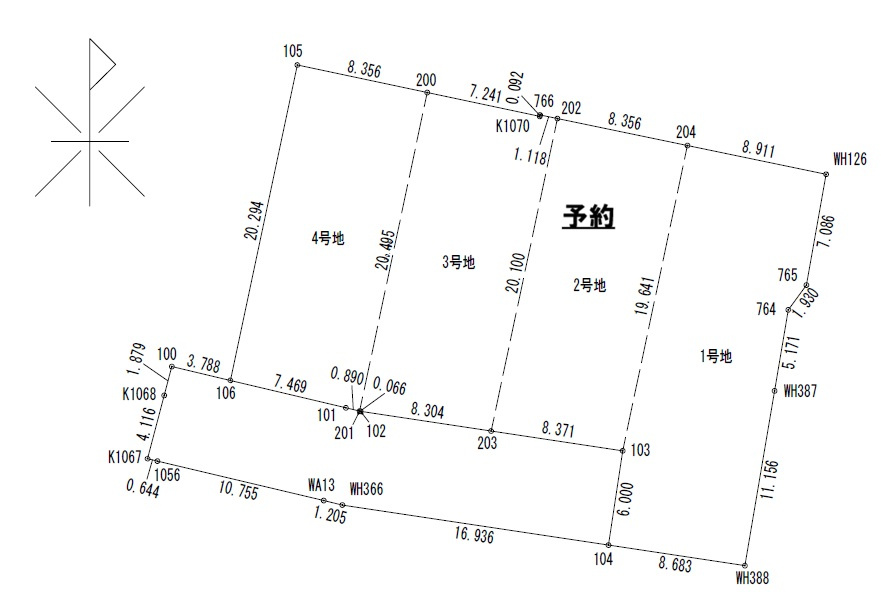 南国市篠原　4号地　建築条件なし　売土地（全4区画）の土地図|4号地　土地面積　170.413㎡（約51.54坪）