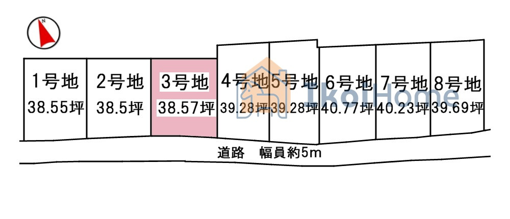 神戸市西区竜が岡1丁目　全8区画　3号地　土地の土地図|●年中無休：当日予約可●建築プランの作成やご相談もお受け致します。