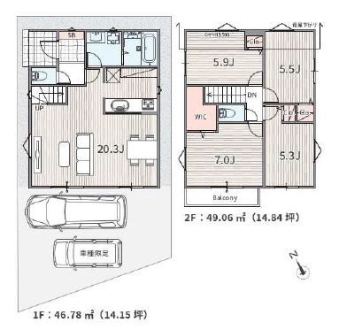 【参考プラン】 | 杉並区宮前２丁目　売地　１区画 | 4LDK・建物面積95.84ｍ2・建物参考価格1650万
