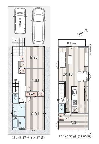 【参考プラン】 | 杉並区宮前２丁目　売地　５区画 | 4LDK・建物面積95.75ｍ2・建物参考価格1630万