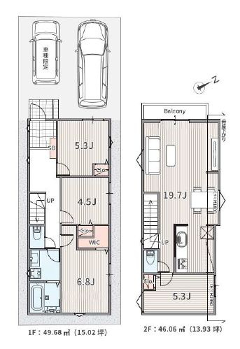 【参考プラン】 | 杉並区宮前２丁目　売地　６区画 | 4LDK・建物面積95.74ｍ2・建物参考価格1630万
