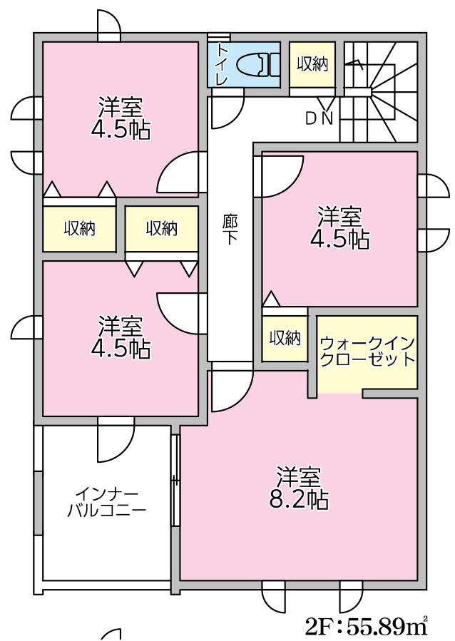 北野町今山 3号棟の間取り|2階洋室　4部屋