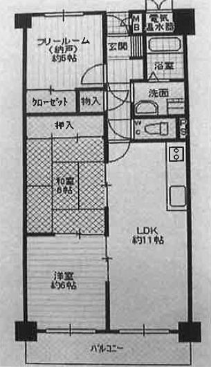 グランコート加古川南　3階の間取り|2LDK＋フリールームです。