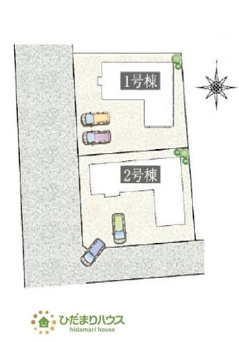 【区画図】 | 水戸市千波町Ⅲ　新築戸建　1号棟 | 前面道路が広く、車の出し入れ楽々。