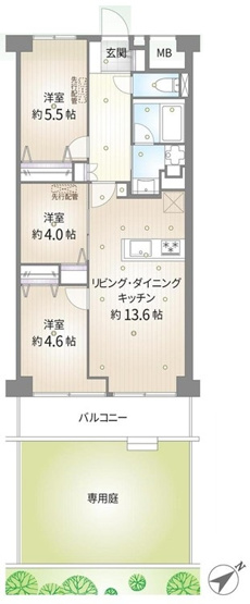 【間取り】 | 恒陽王子マンション | 南西向きのお部屋です！