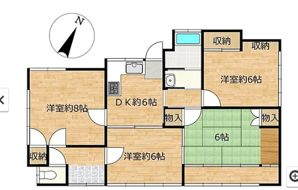 小山町　４DK中古戸建の間取り