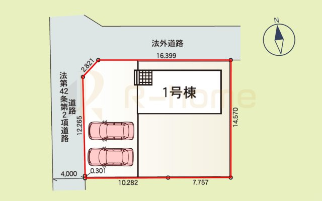 土浦市右籾第13　新築戸建て　1号棟の区画図|大きなお買い物だからこそ、メリット・デメリットを伝えさせて頂きます。
R-homeにお任せください♪