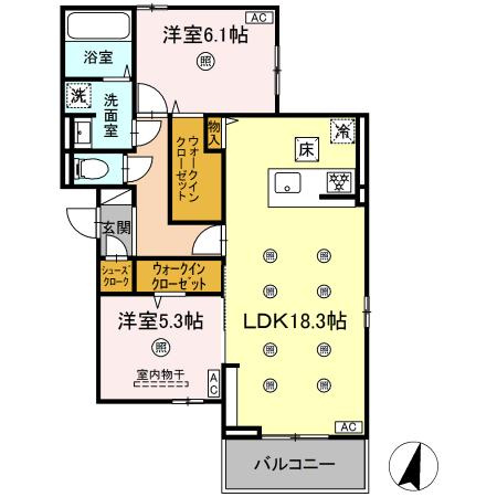 D-ROOM美野島の間取り|使いやすい間取りです。