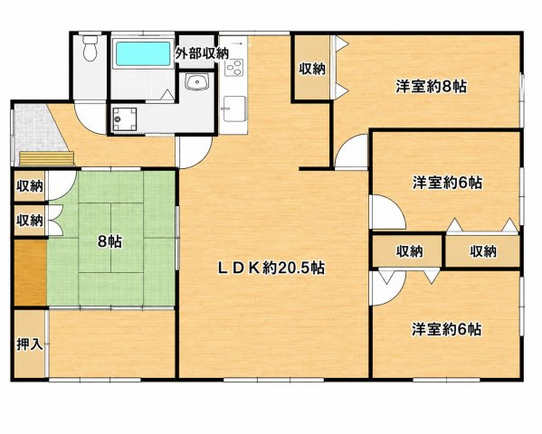 筑後市長崎　中古戸建の間取り