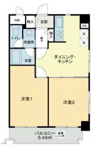ライオンズマンション鵜の木駅前の間取り|間取りです。
