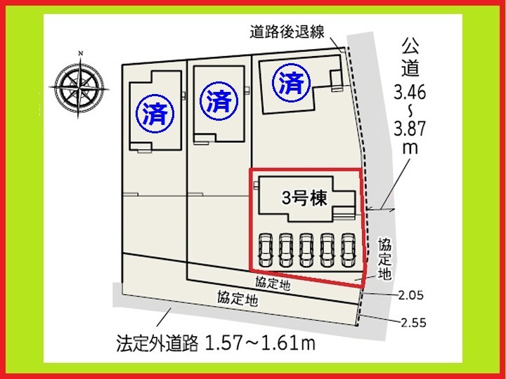 稲沢市祖父江町二俣上瀬古の新築一戸建の区画図|◇３号棟◇