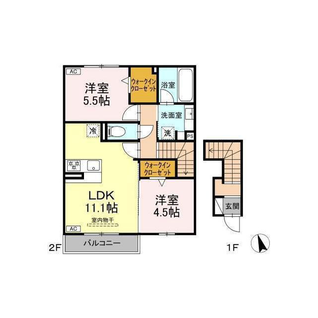 各務原市蘇原寺島町２丁目のアパートの間取り