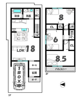 【その他】 | 建物参考プラン：間取り3LDK、木造2階建、建物面積延89.91平米（1F：45.36平米　2F：44.55平米）