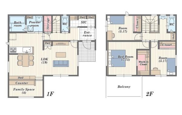 ジョーブタウン東高松2-5号　新築戸建の間取り