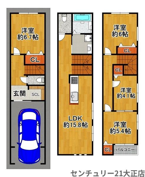 泉尾2丁目土地のその他|建物価格2000万円・建物面積96.27平米・４LDK
1階23.23平米　2階37.38平米　3階35.66平米